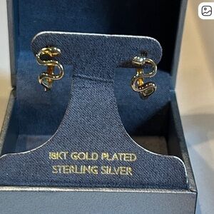 NIB 18k gold plated sterling silver Gold Snake Earrings